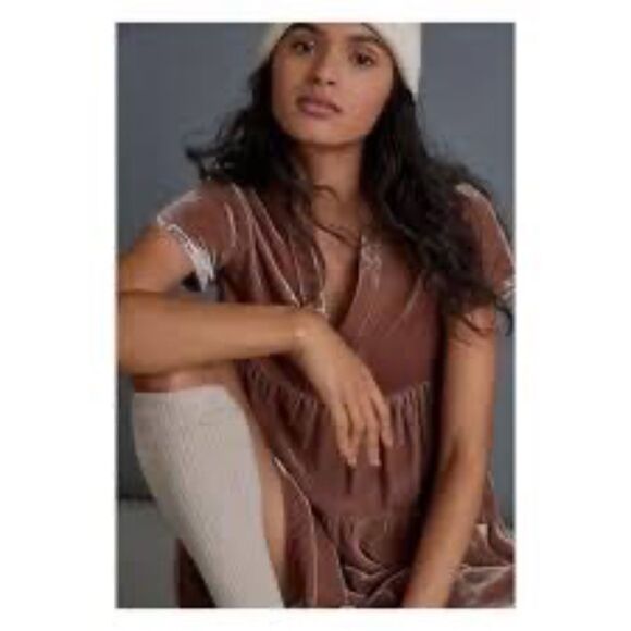 Maeve By Anthropologie Harper Crushed Velvet Tunic Mini Dress Sz XS - Picture 2 of 9